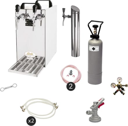 Complete set - Biertap - Kontakt 40 - 2-kraans, 50 liter/u - Beertender - Thuistap - Bierkoeler - met Fustkoppeling Type G