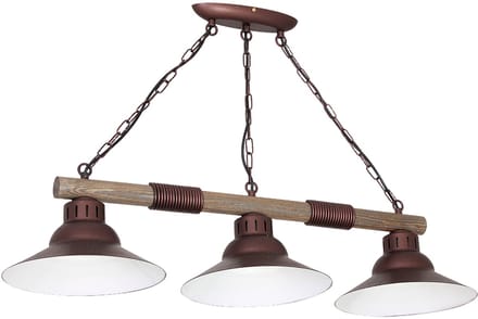 Licht-Erlebnisse - Jose - Hanglamp - E27 - van - Metaal hout - in - donker roodbruin (bordeaux) wit hout