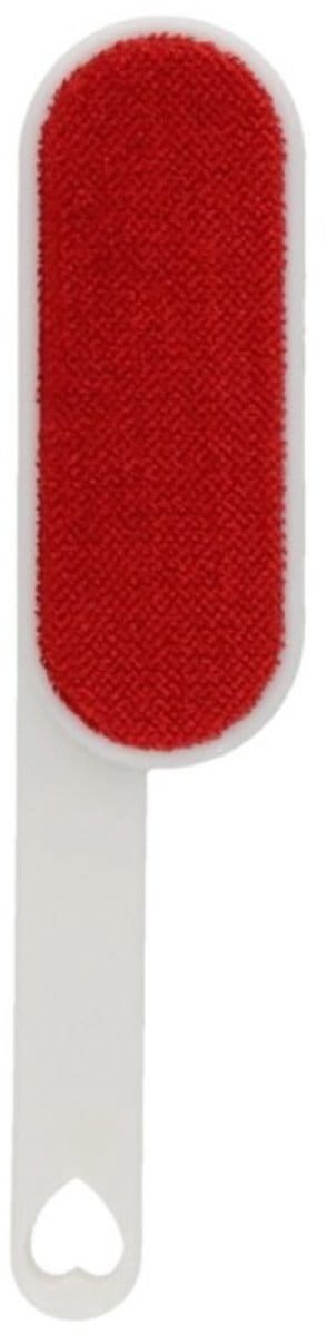 Gerimport Kledingborstel - L25 cm - wit/rood - pluizenborstel - inklapbaar