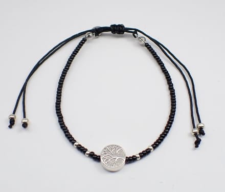 Colure® armband Miyuki glanzendzwart met symbool Tree of Life - Levensboom