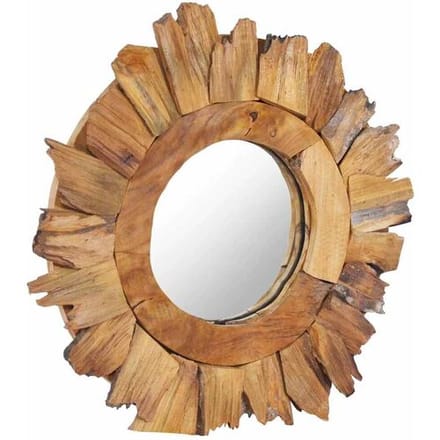vidaXL - Wandspiegel - rond - 40 - cm - teakhout