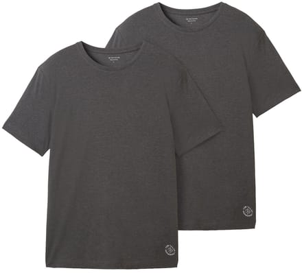Tom Tailor - Basic T-shirts in een 2-pack - Maat M - Dark Grey Melange