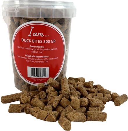 Hondensnack I Am - Zachte Eend Bites 300 Gr - 76% Eendfilet, Gezonde Beloningssnack