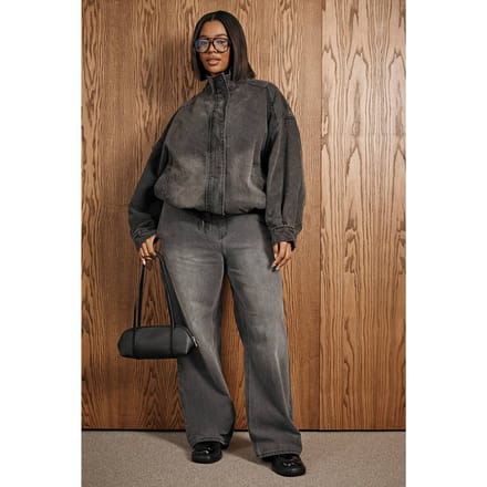 boohoo Dames Plus gewassen spijkerbroek met elastische tailleband | Washed Black | Maat: 16