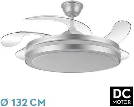 Grote Plafondventilator met Licht en Afstandsbediening, Zilver