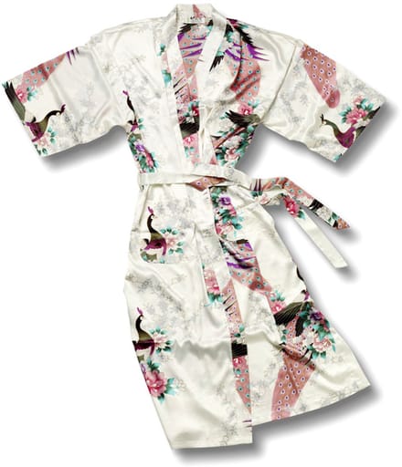 TA-HWA - Dames Kimono - Wit - met Pauwmotief - Maat S