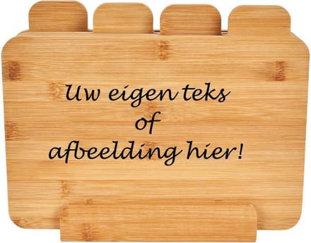 Gepersonaliseerde snijplank set van 4 in houder - eigen tekst of afbeelding - bamboe - personaliseren - eigen ontwerp mogelijk