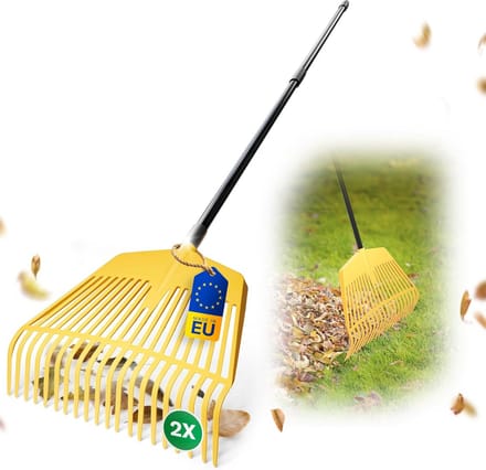 Set van 2 Bladbezem en Bladvork 2-in-1 met Verstelbare Telescoopsteel (91-152 cm)