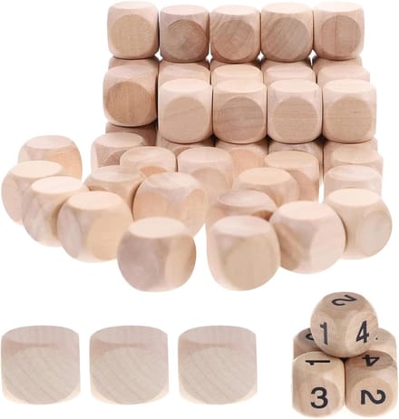 40x Houten Blanco Dobbelstenen 20mm - Knutselen, Spel en DIY Projecten