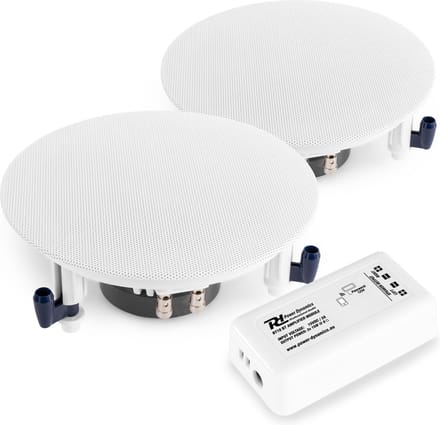 Inbouw speaker - 2x plafond speaker Power Dynamics ESCS6 + Bluetooth versterker Power Dynamics BT10 - Complete set voor kantoor, hal, wachtkamer, etc.