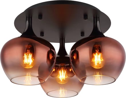 Plafondlamp MAXY ø45CM E27 Matt zwart 3-Lichts Koper