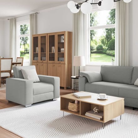 vidaXL - Bank - 3 - st - Wolkgrijs - Linnenmix - Stoffen