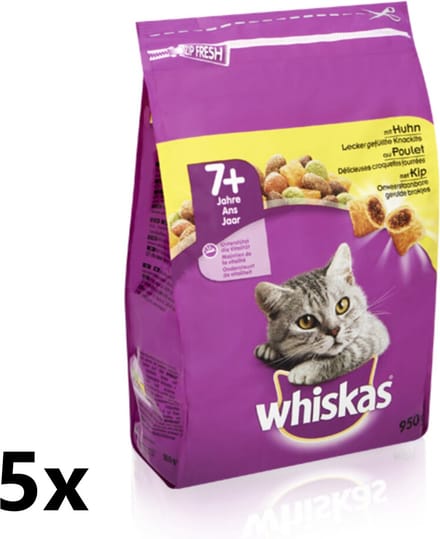 Whiskas - Katten Droogvoer - Senior - Kip - 5x800g