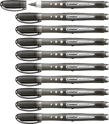 STABILO worker+ colorful - Rollerball Pen 0.5 mm - Zwart - Doos 10 stuks