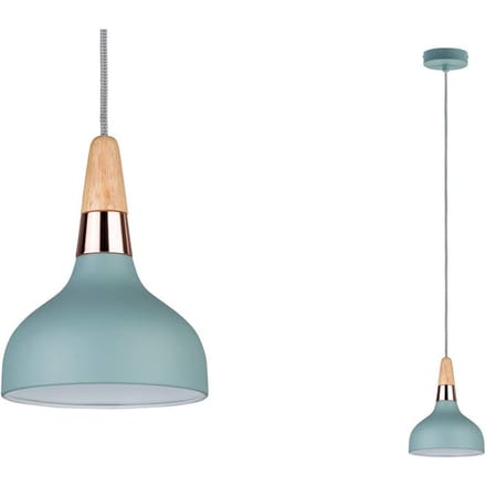 Hanglamp Juna E14 max. 20W Softgroen, Koper, Hout dimbaar Metaal, Hout