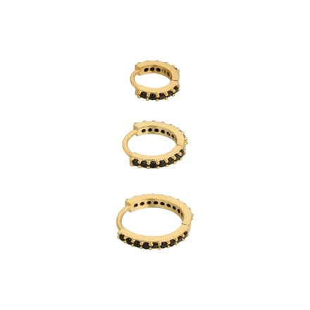 Bijoutheek Oorringen Zirkonia (10,12,15MM) Zwart