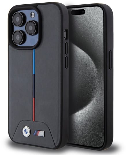 BMW Back Cover - Apple iPhone 15 Pro - Grijs - Schokabsorberend - Quilted Tricolor Pattern