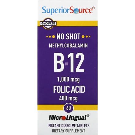 Methylcobalamine B-12, Foliumzuur, 60 Direct Oplosbare Tabletten