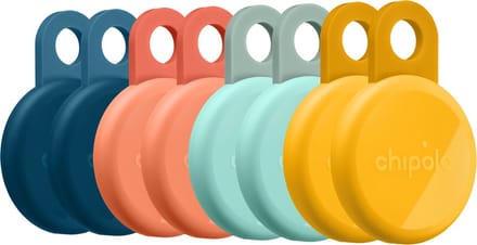 Chipolo LOOP – Bluetooth Tracker & KeyFinder – Oplaadbaar & Waterdicht - Compatibel met Apple Find My & Google Find Hub – 125 dB – Coral & Navy & Honey & Mint - 8 Pack