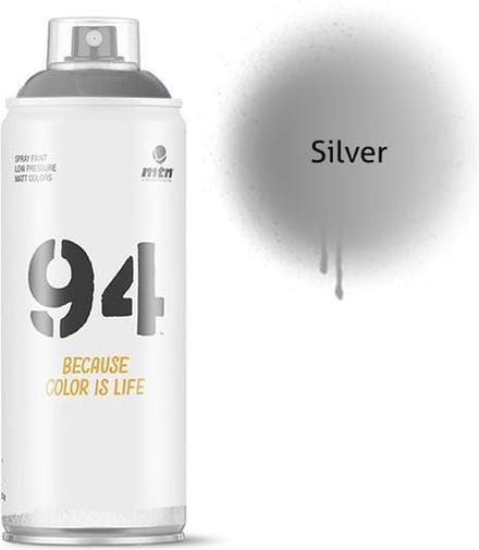 MTN94 Zilveren spuitverf - 400ml lage druk en matte afwerking