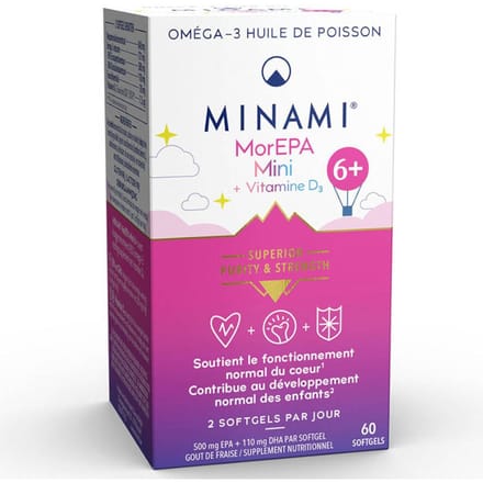 Minami® MorEPA Mini + Vitamine D3 6 Jaar+ 60 Capsules