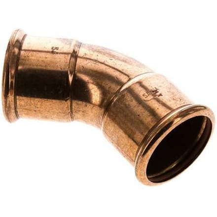 45 graden L-Perskoppeling - 54mm Persmof - Koperlegering