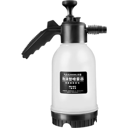 Schuimsproeier, schuimpomp Handdruk Sneeuwschuimsproeier Watersproeier 2L met twee mondstukken zwart witte kleur