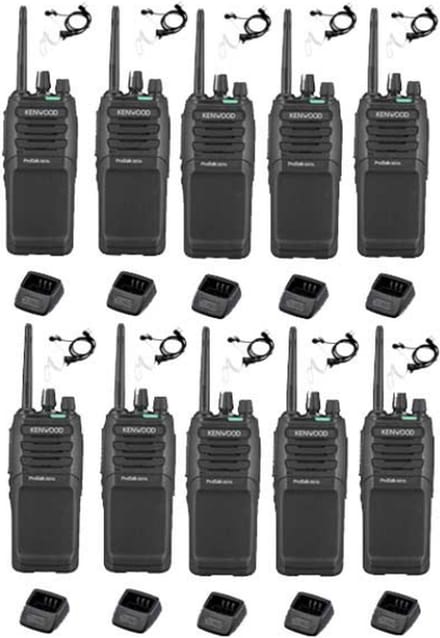 Set van 10 Kenwood TK-3701D met beveiliging oortje en tafelladers