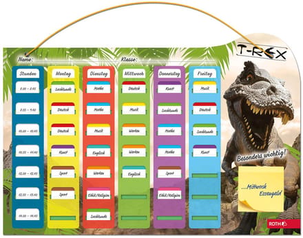 Duidelijke week-maand schoolagenda met dinosaurus motief