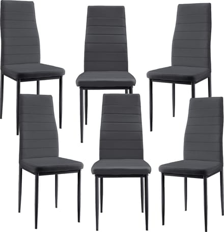 Eetkamerstoel Graz 96x43x52 cm set van 6 kunstleer donkergrijs