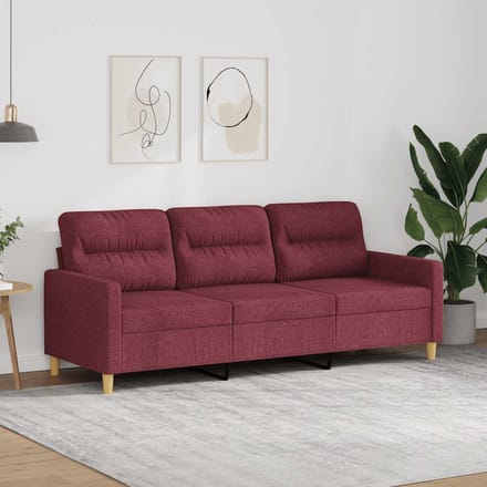 vidaXL - Driezitsbank - 180 - cm - stof - wijnrood