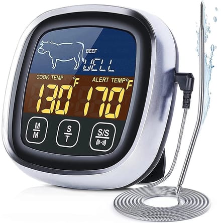 Digitale Vleesthermometer met Sonde - Kernthermometer voor BBQ & Oven - Touchscreen LCD met Alarm & Timer - Zwart