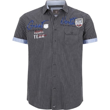 Jan Vanderstorm herren Overhemd Met Korte Mouwen - 43/44 - donkerblauw - Plus Size