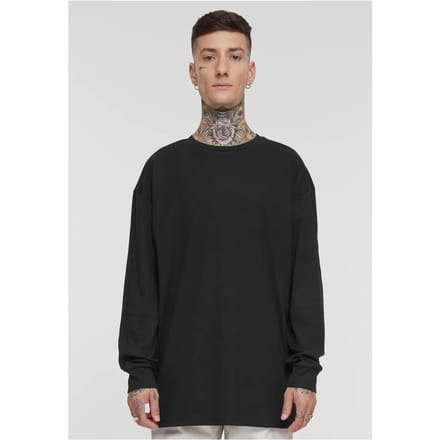 Urban Classics - Organic Boxy Rib Longsleeve shirt - S - Zwart