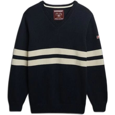 Superdry - Oversized Gestreepte V-hals Trui - Dames - Sweaters