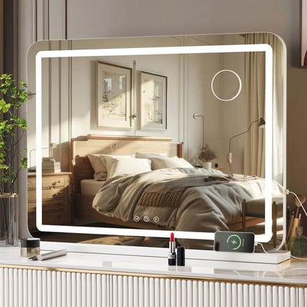 Groot Hollywood Make-up Spiegel met Verlichting en Vergrotende Spiegel - 80 x 62 cm
