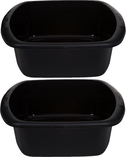 Whitefurze Afwasteil/afwasbak - 2 st - 7 liter - zwart - 32 x 28 x 13 cm