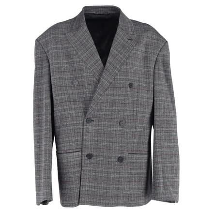 Balenciaga Double-Breasted Oversized geruite blazer in grijze viscose