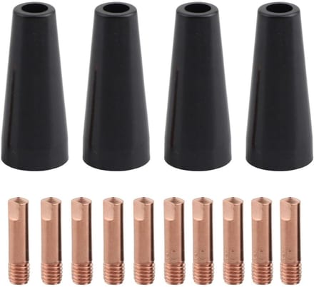 Lasaccessoires Kit - Mondstukken Tips - Efficiënt Lassen - Hittebestendig Koper - 4 Sproeiers 10 Tips - Zwart Koper