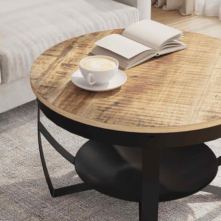 vidaXL - Salontafel - Ø - 68x43 - cm - ruw - mangohout