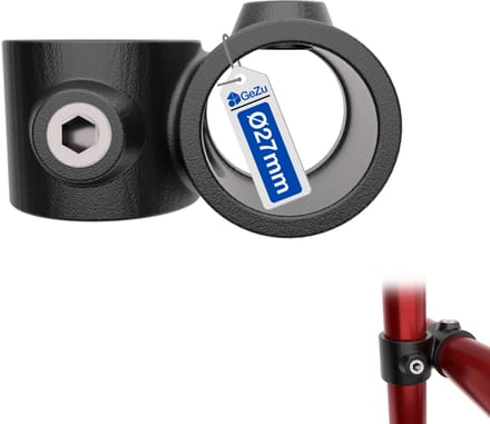GeZu Impex Verloop Kruisstuk 90 Graden Ø 27 mm Verzinkt Vuur Zwart Poedercoat Buiskoppeling Kruisverbinding 90°