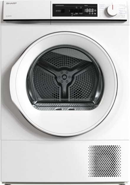 Sharp KDNA8S6WCBE - warmtepomp droger - energie label C - 15 programma's - LED trommelverlichting - links en rechts draaiend - wit