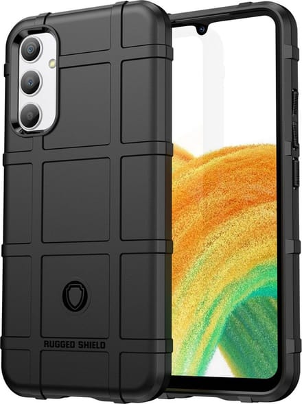 MobyDefend Hoesje - Geschikt voor Samsung Galaxy A34 - Rugged Shield TPU Backcover - Zwart