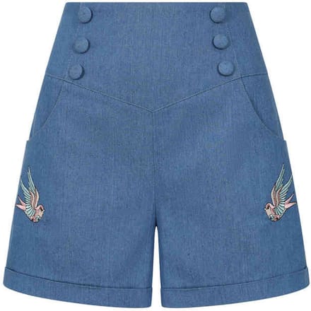 Banned - Millie Swallows Korte broek - M - Blauw