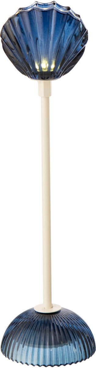 J-Line lamp Shell - ijzer - blauw/wit - medium - LED lichtjes