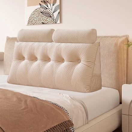 Hoofdeinde Kussen - Wig Kussen - Ontspannen Lezen - Ergonomisch Ontwerp - 150x50x20cm - Beige