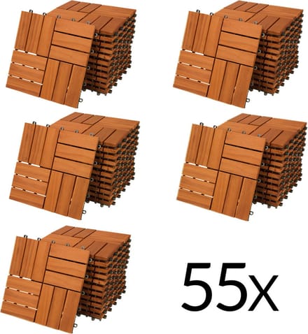 Casaria Vlondertegel – 55 Stuks 5m² – Acaciahout – 30x30cm – Mozaiek