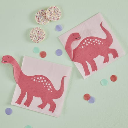 Ginger Ray - Servetten - Roze Pop Out Dino - 16 stuks
