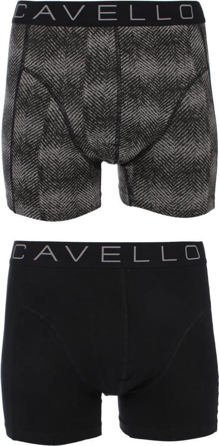 Cavello - 2-pack Boxershorts Zwart / Grijs Print - XXL