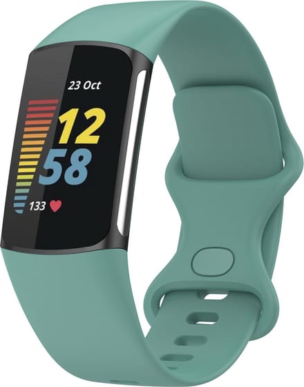 KELERINO. Siliconen bandje geschikt voor Fitbit Charge 5 - Groen - Large